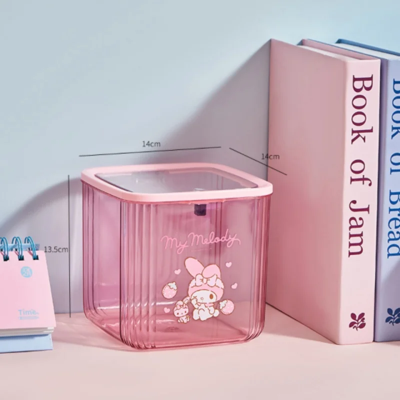 Hello Kitty Desktop-Mülleimer Cartoon Kawaii Mädchen Geschenk Damen Accessoires Anime mit Deckel Mülleimer Desktop-Dekoration Großhandel