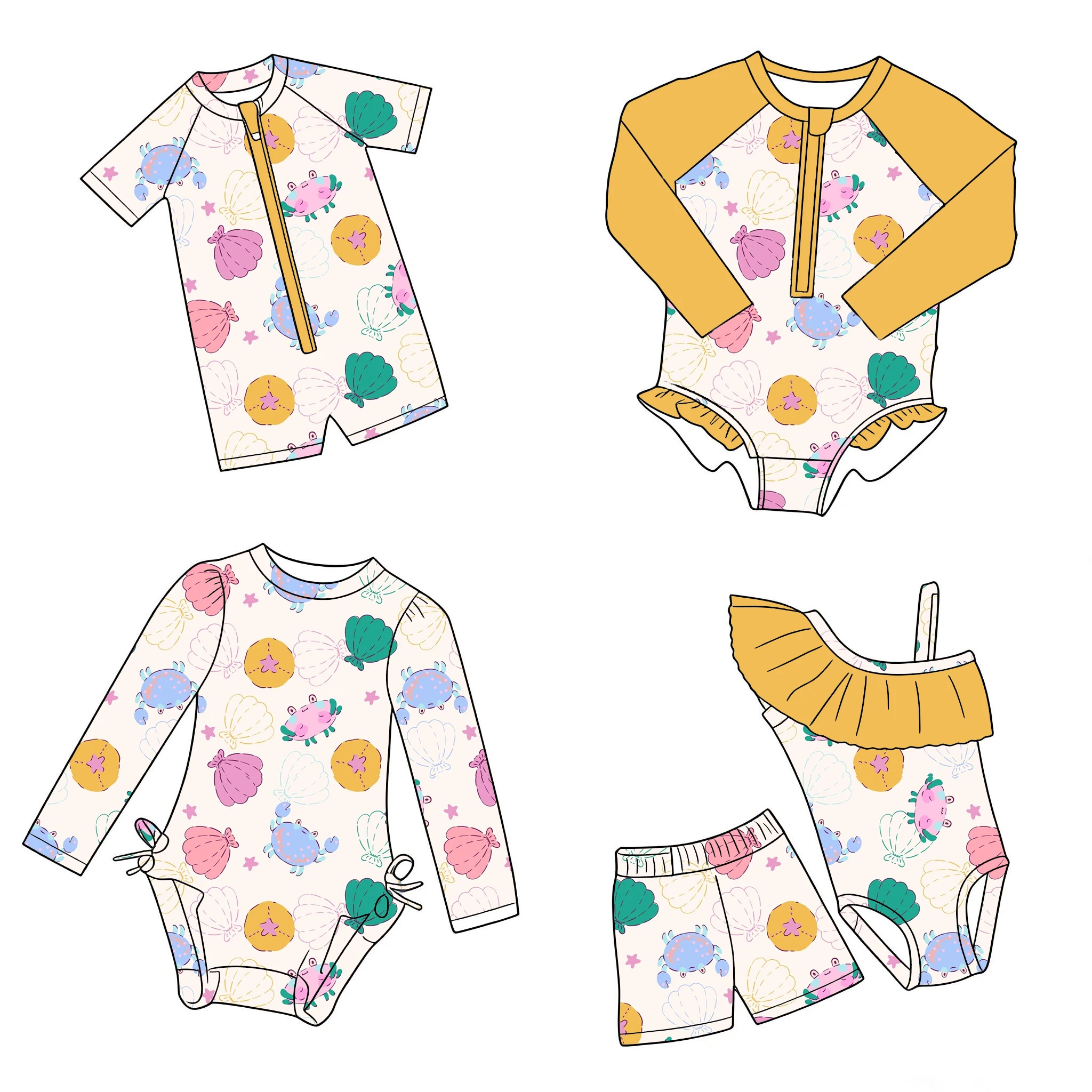 Baby Clothing Made In Usa - Butik çocuk giyim setleri deniz kabuğu