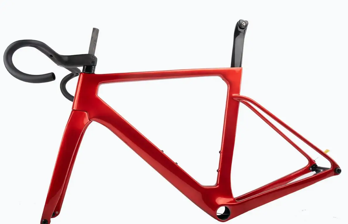 

full carbon bike frameset metal red disc OSTR bicycle carbon frame ud glossy T47 cycling bike frame+handlebar+seatpost+fork