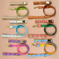 Thanksgiving Christmas Gifts Luxury Brand Colorful Season Adjutable Dog Collar And Leash Set For Small Medium Large Dogs