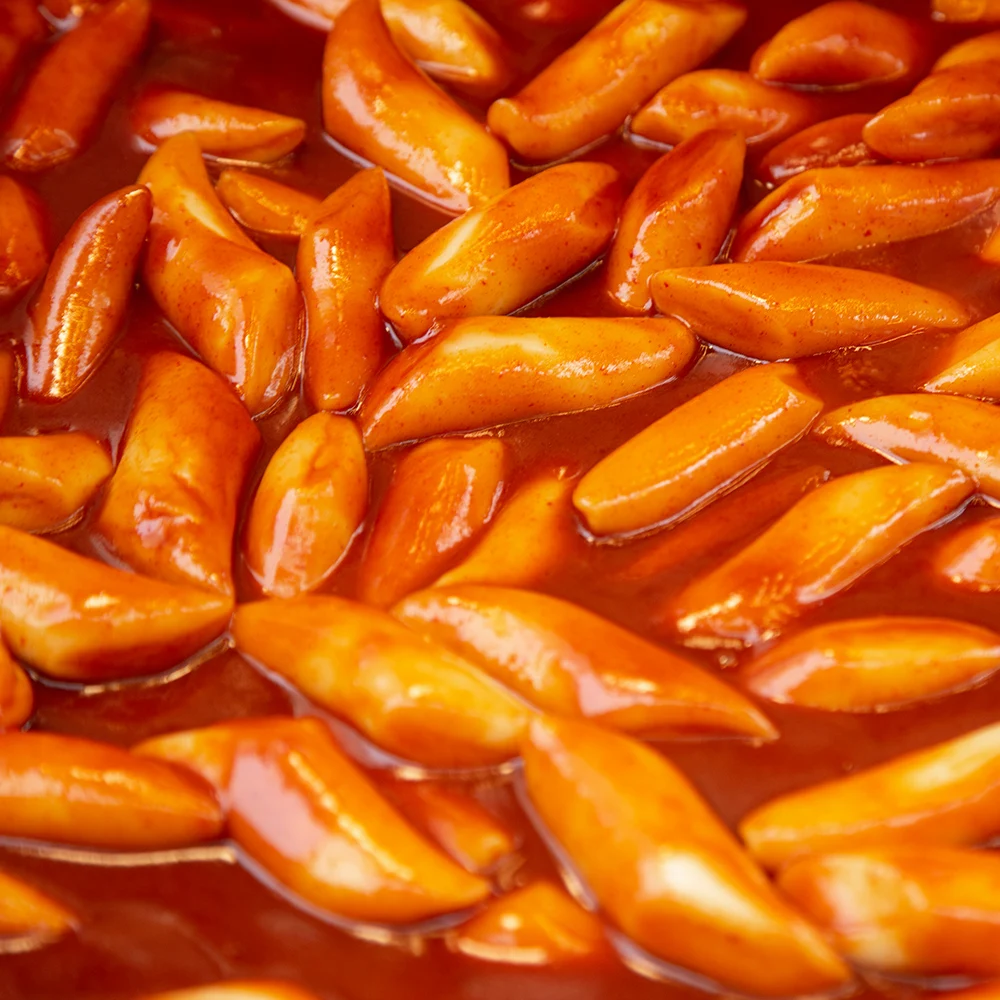 سعة كبيرة 5 عبوات من Tteokbokki الكورية، Tteokbokki ذات فجل مطاطي ولذيذ بنكهة الفجل مع نكهة عادية، 230 جرام 5 عبوات.