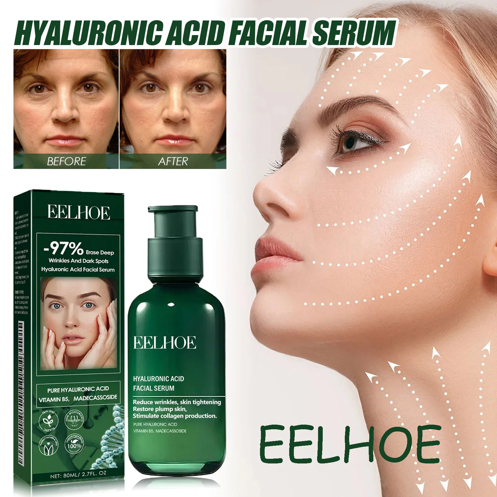 

EELHOE Face Serum Tightening Skin Reduce Sagging Prevent Aging Remove Wrinkles Fade Fine Lines Hydrating Face Care Serum