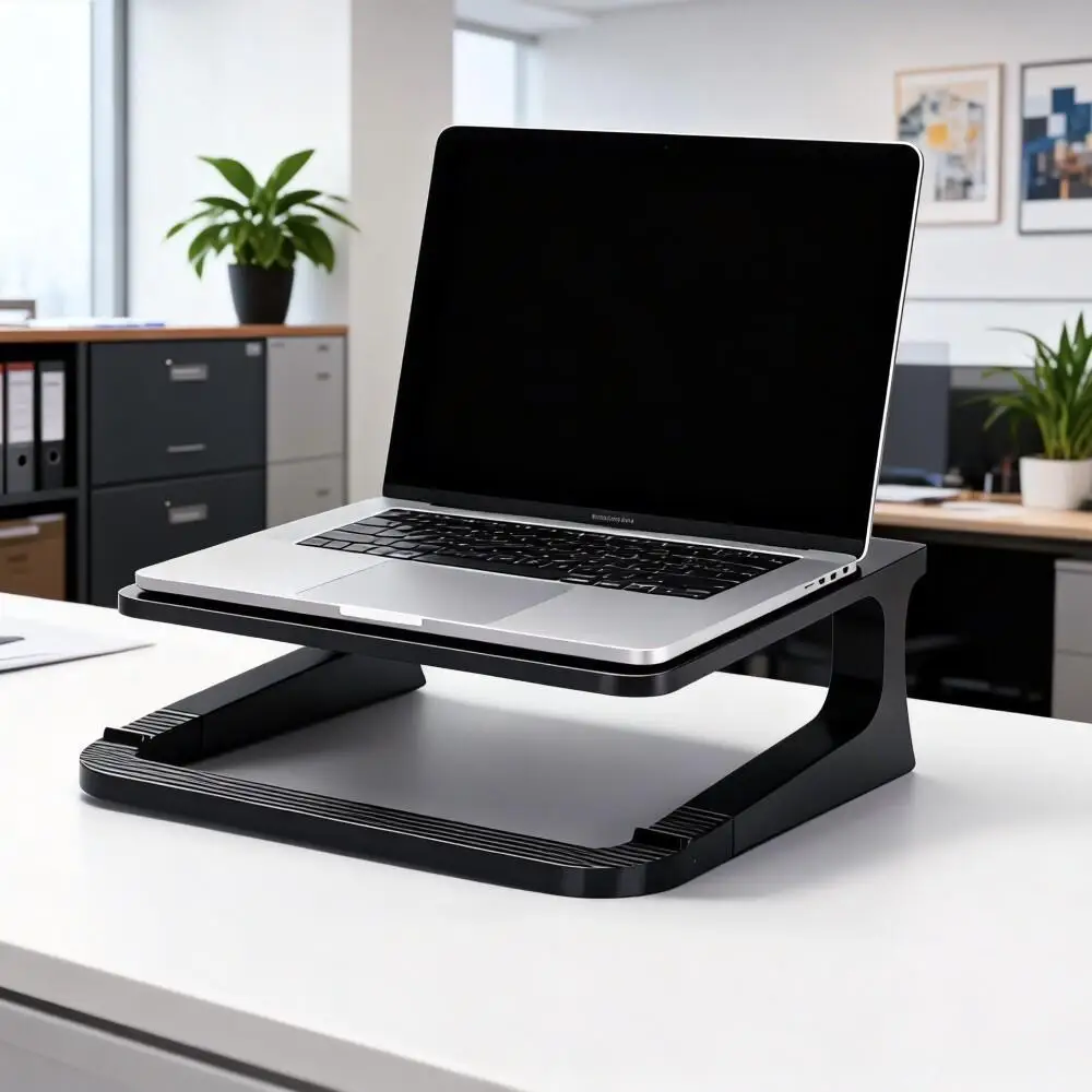 Tragbarer Computerständer - Abnehmbarer Erhöhungsgestell - Wärmeableitende Basis - Stützhalterung Ein Laptopständer, der zur besseren Kühlung angehoben wird, abnehmbar ist und leicht zu transportieren