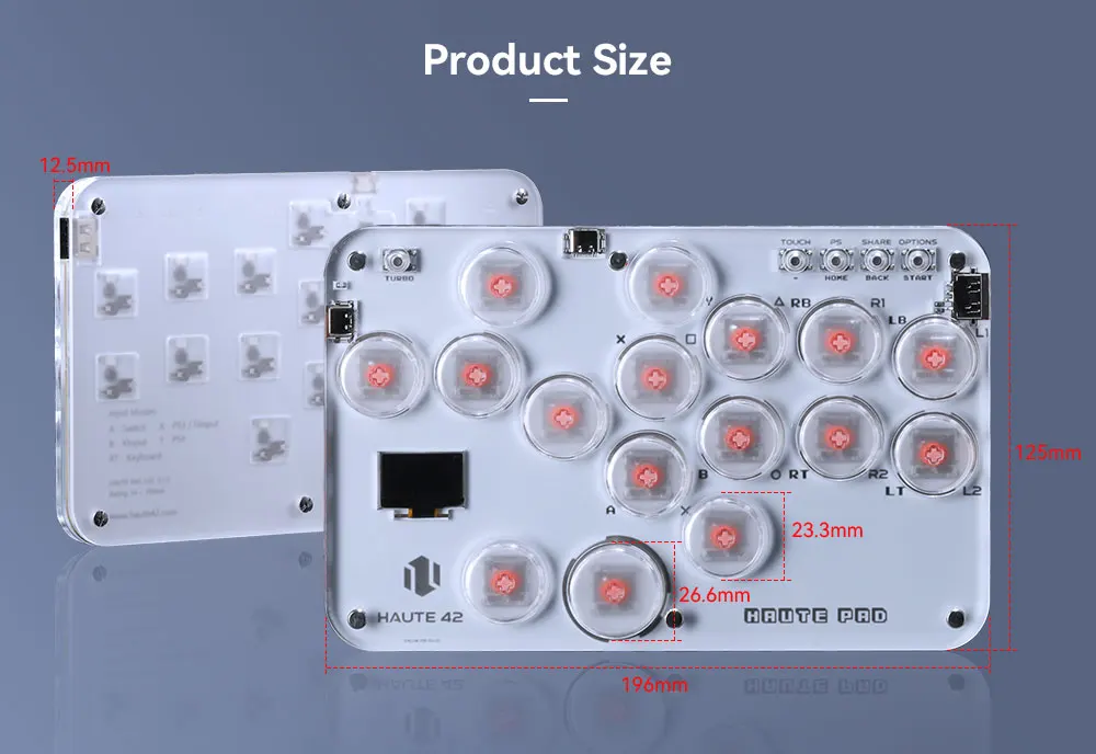 Haute42 Arcade Joystick Hitbox Leverless Controller Fight Sticks For PC / Ps4 /Switch Mini Hitbox Fighting Game Arcade Stick