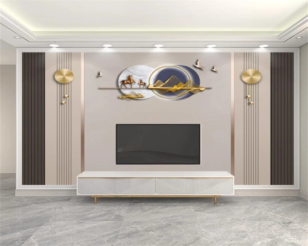 beibehang Customized TV background wall paper, minimalist modern living room decoration, atmospheric TV wallpaper