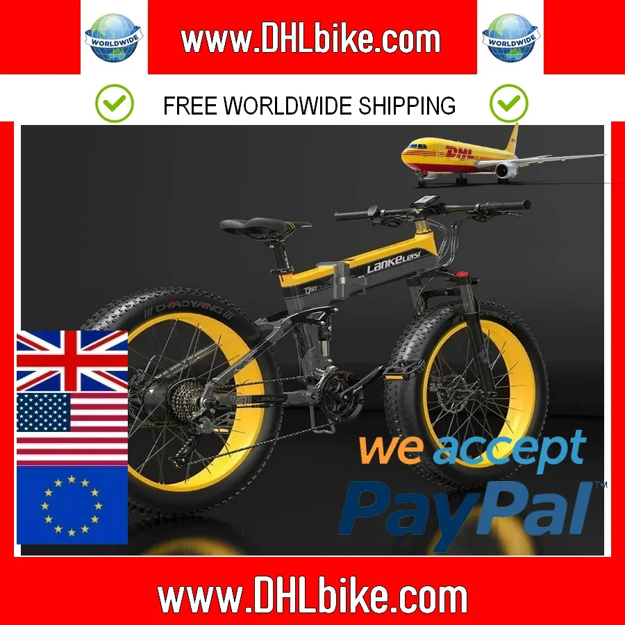 

NEW Lankeleisi 1000W Electric Bike Fat Ebike Folding E Bike 48v Electric Mountain Bicycle 26-Inch electric bike fat MTB ebike