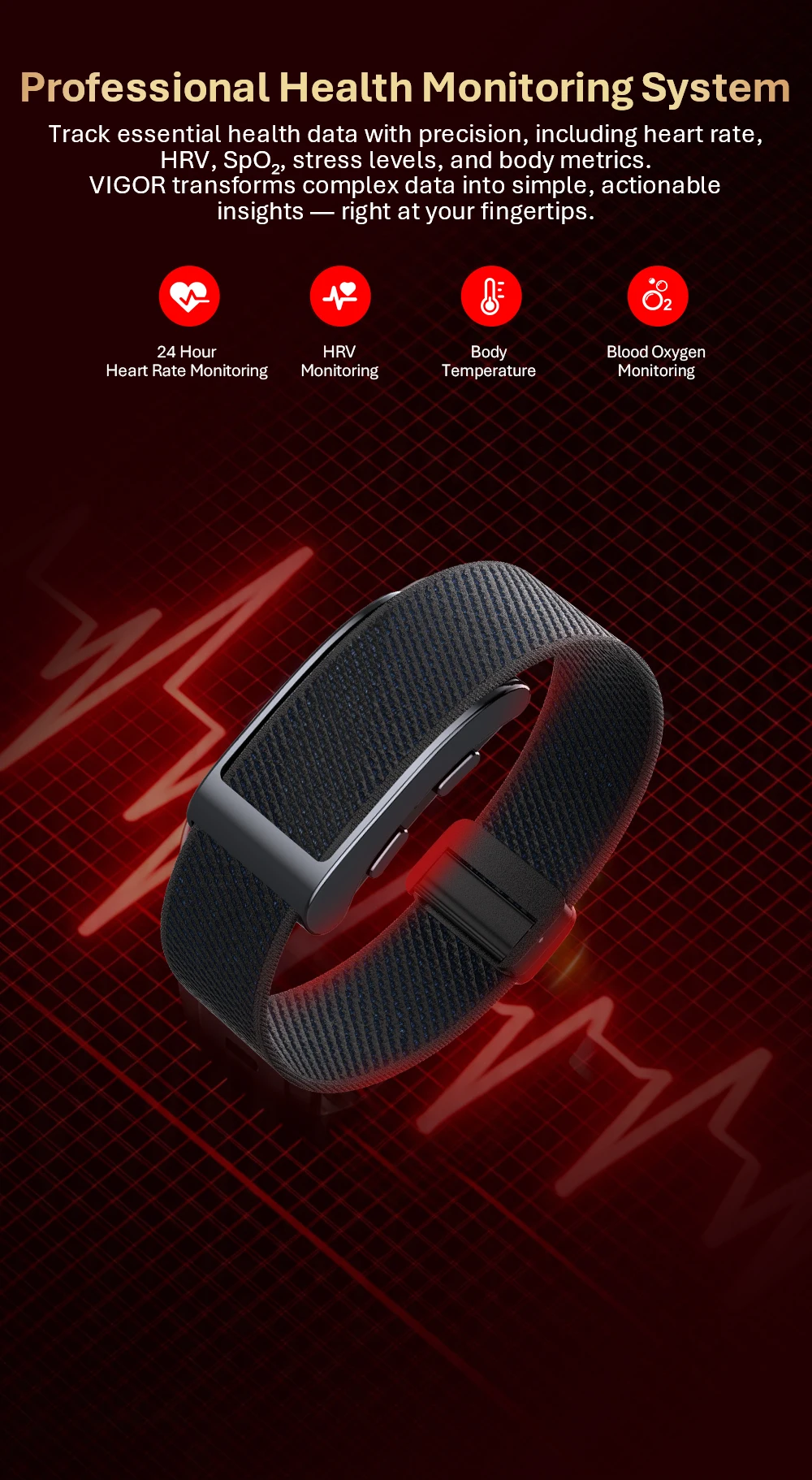 2026 Smartwatch mit integriertem GPS, ohne Bildschirm, Aktivitätstracker, 24/7 Blutdruck- und Blutsauerstoffmessung, Gesundheitsmonitor, SOS-Anruf – Detail 7