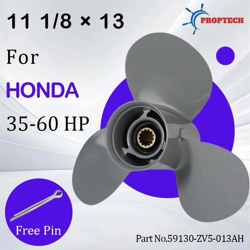 

For HONDA Outboard Propeller 11 1/8*13 Boat Aluminum Alloy Screw 3 Blade 13 Spline 35 40 45 50 55 60hp 59130-ZV5-013A Ship Motor