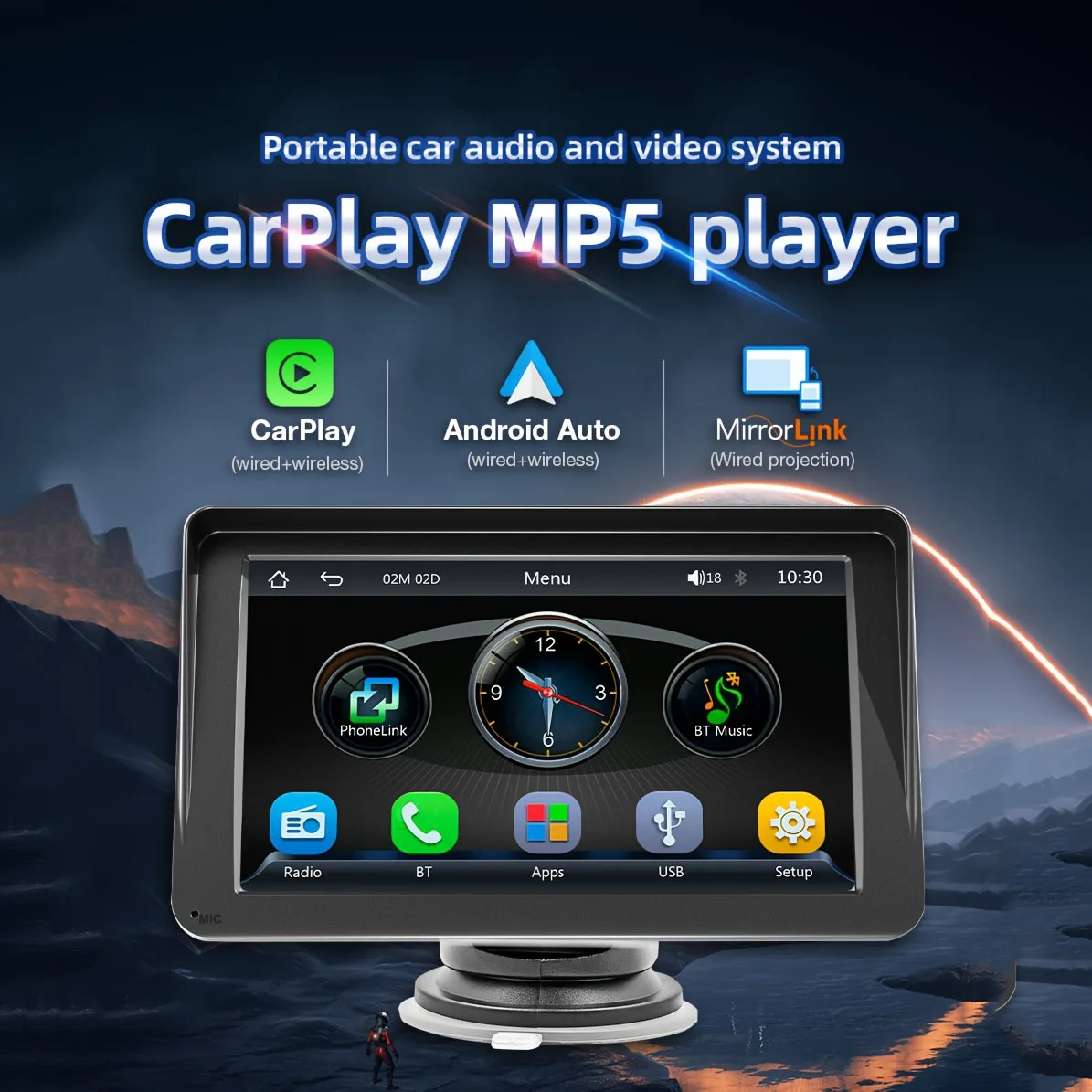 

7,0-дюймовый портативный автомобильный радиоприемник CarPlay Android Auto мультимедийный видеоплеер IPS сенсорный экран Bluetooth универсальные аксессуары