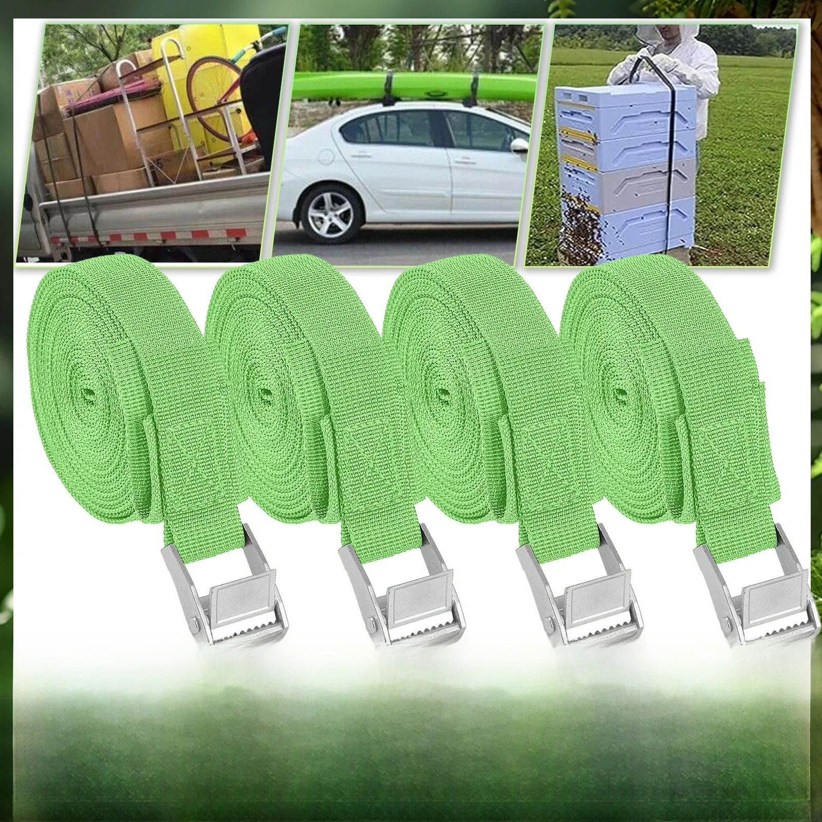 AliExpress NONE Set Of 4 4.5m Heavy Duty Cargo Lashing Straps with Fastening Cam Buckle For Car Roof Rack Motorcycle Bike Luggage Kayak Tie Down