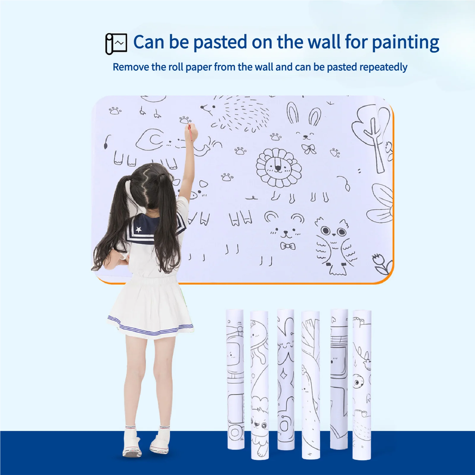 

Children Graffiti Scroll 3mm Colored Drawing Paper Long Draw Scroll Preschool Baby Canvas Non Dirty Wall Stickable Drawing Paper