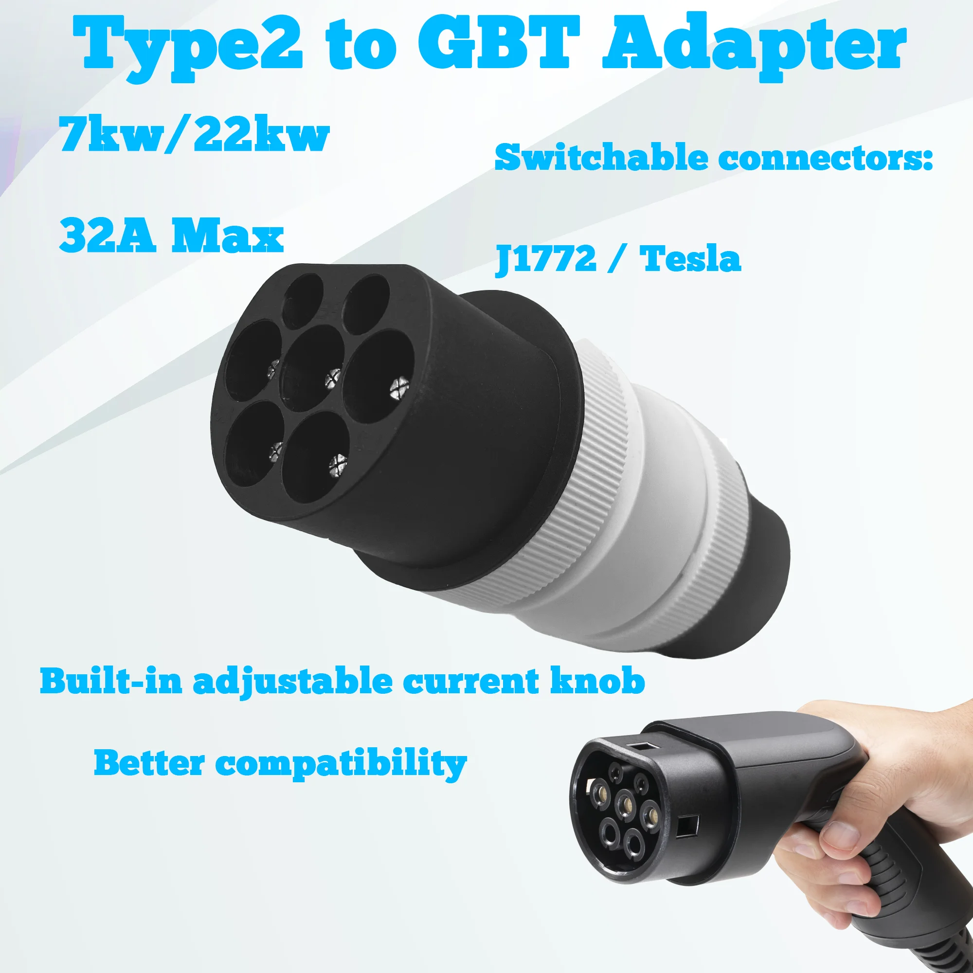 

Evolado EV Charger adapter Type2 to GB/T for China Standard Electric Vehicle , 32A,7kw/22kw