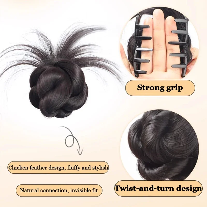 Extensión de cola de caballo sintética con pinza, moño despeinado, ondas y rizos para mujer 3