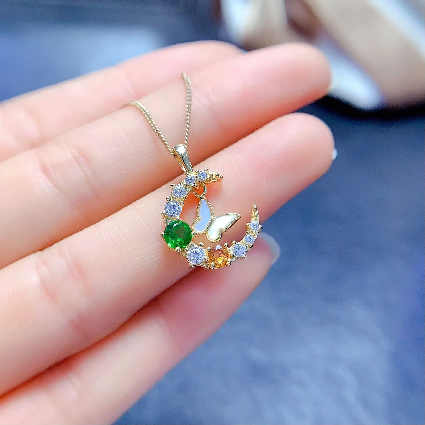 KJJEAXCMY Girl 3x3xmm 4x4mm Natural Translucent Jadeite Yellow Crystal Pendant Necklace 925 Pure Silver Gold Clearance Sale Gift