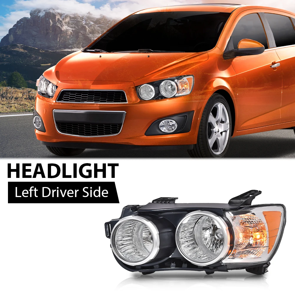 

Chrome Halogen Headlight Front Left Driver Side Fit for 2012 2013 2014 2015 2016 Chevy Sonic New Waterproof Dustproof Durable