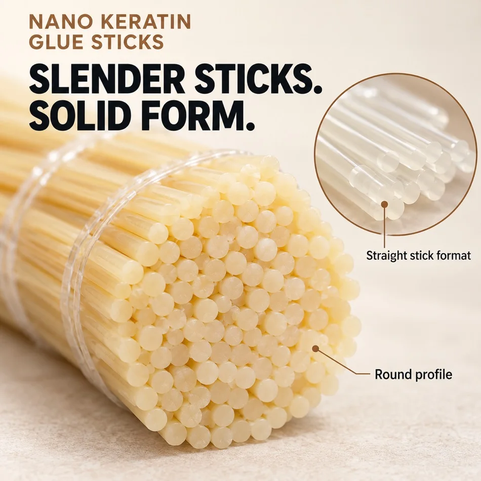 Nano Keratin Glue Sticks for Hair Extensions 100g Hot Melt Bonding Material for Flat Tip Making and Rebonding
