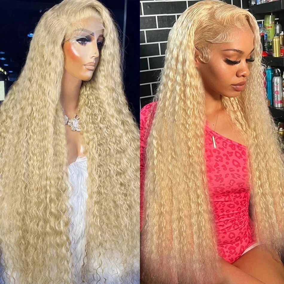 13x6 613 Honey Blonde Water Curly HD Transparent Lace Frontal Wig Brazilian Remy Color 13x4 Loose Deep Wave Front Human Hair Wig