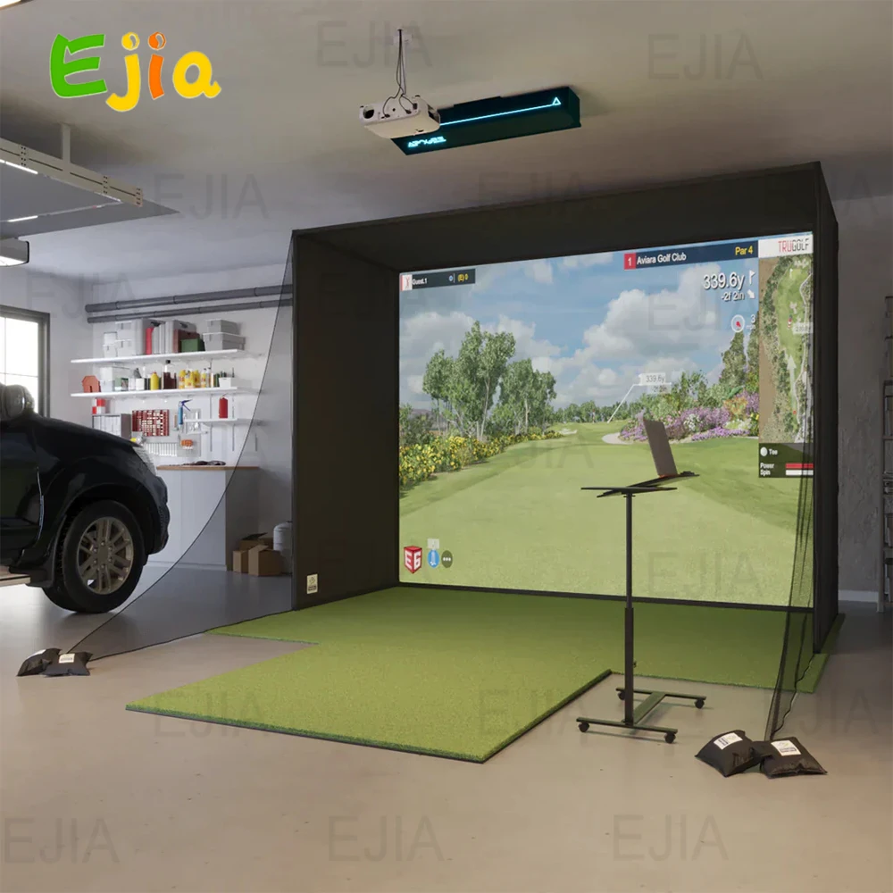 Complete Set With Frame Outdoor Golf Simulators Enclosure HD Impact Screen Kit 10/12/14 FT Golf Simulator Enclosure Tent  Indoor