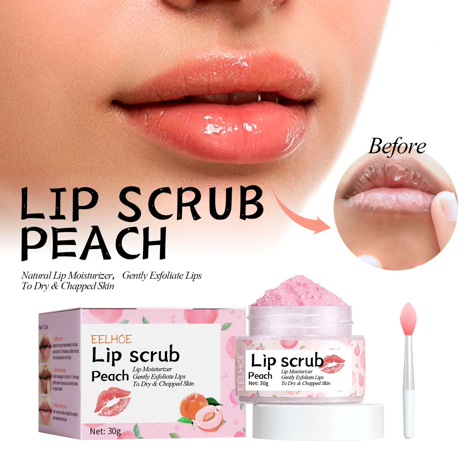 Eelhoe Lip Scrub, Hidrata os Lábios Previne Rachaduras Secas, A Pele Morta Suaviza Esfolia e Ilumina Lip Lines