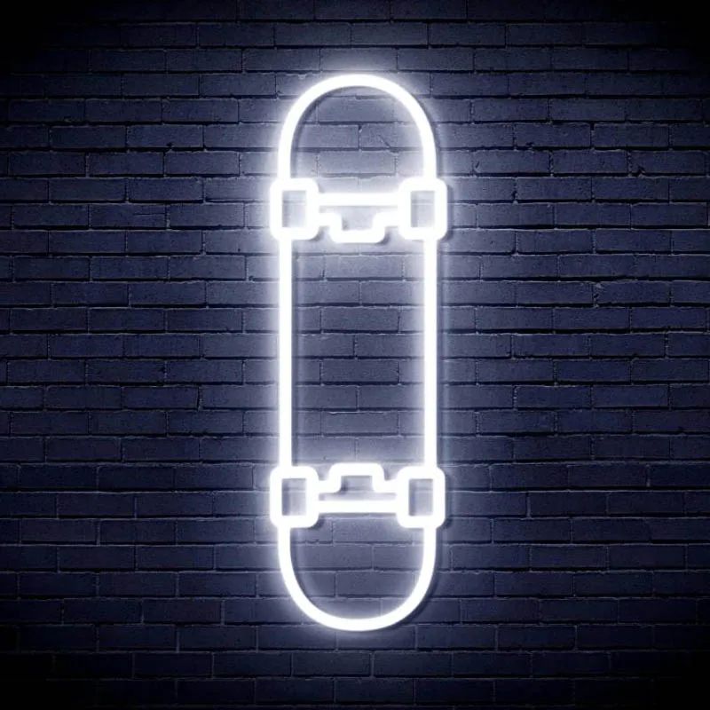 LED Skateboard Neon Sign Custom Wall Decor Gift for Kids Room Game Hanging Aesthetic Home Shop Party Acrylic Brightness Light