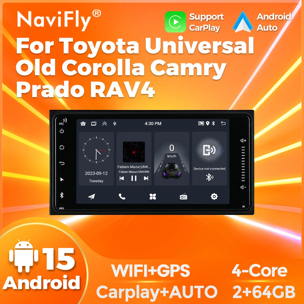 Android 15 For Toyota Universal Old Corolla Camry Prado Rav4 Rav-4 2 Din 1Din Car Radio Multimedia Video Player Carplay GPS Navi