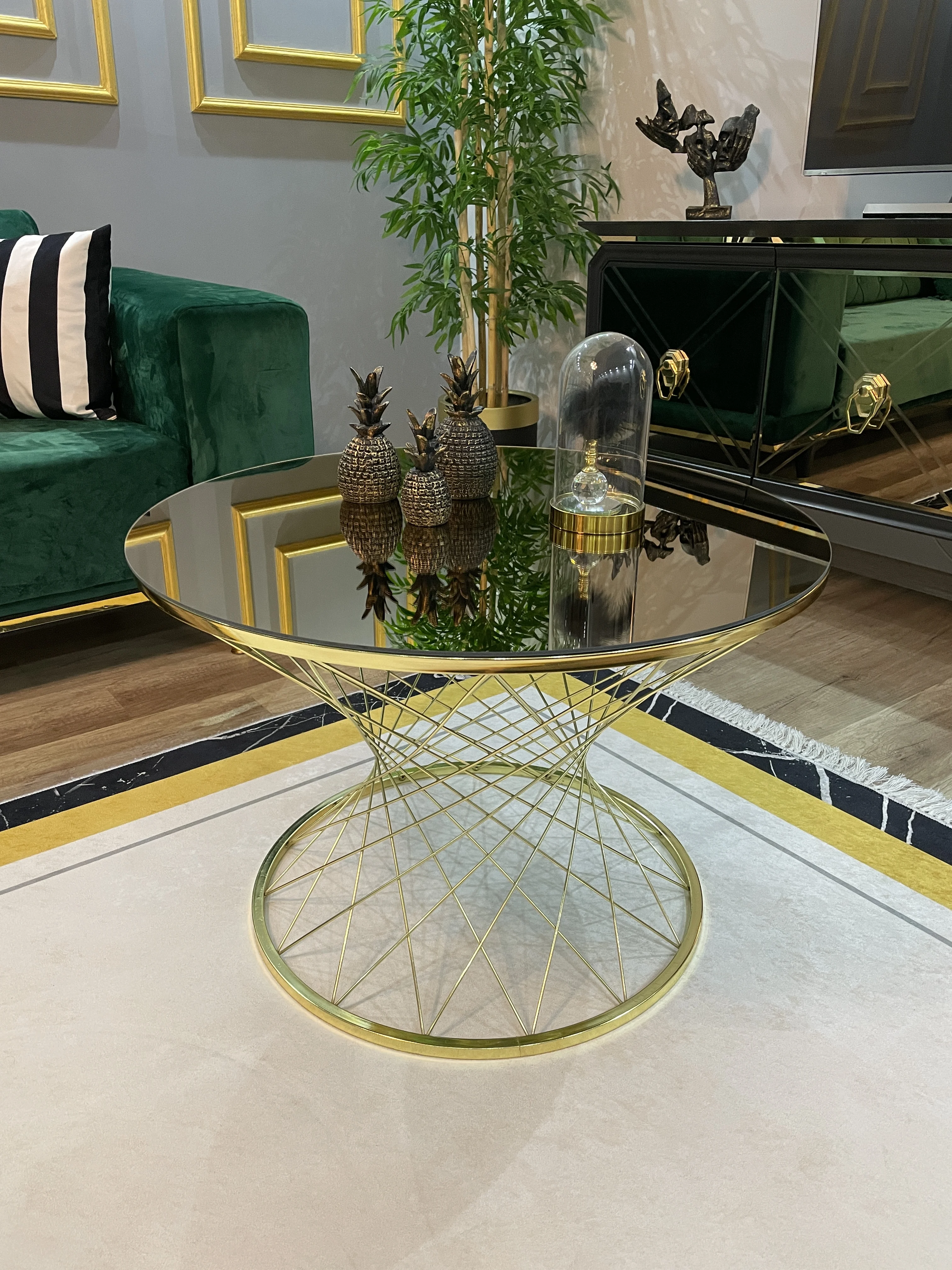 WIRE METAL TABLE CENTER TABLE GOLD SILVER LEGS BRONZE SMOKE BLACK MIRROR MARBLE PATTERNED DECORATION ACTIVITY TABLE MODERN