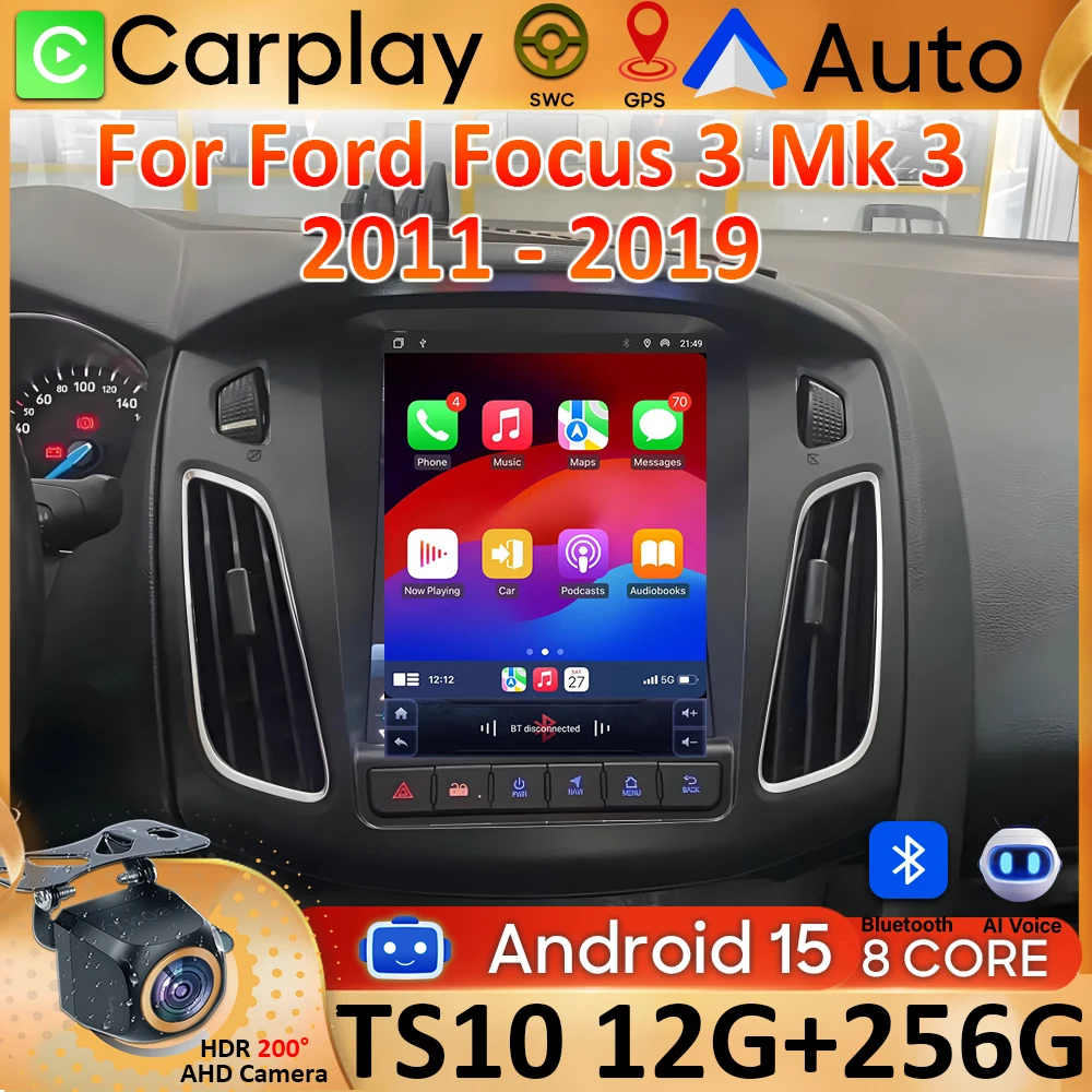 Android 15 rádio do carro para ford focus 3 mk 3 2011 - 2019 carro multimídia player de vídeo sem 2din carplay auto estéreo dvd 4g wifi dsp