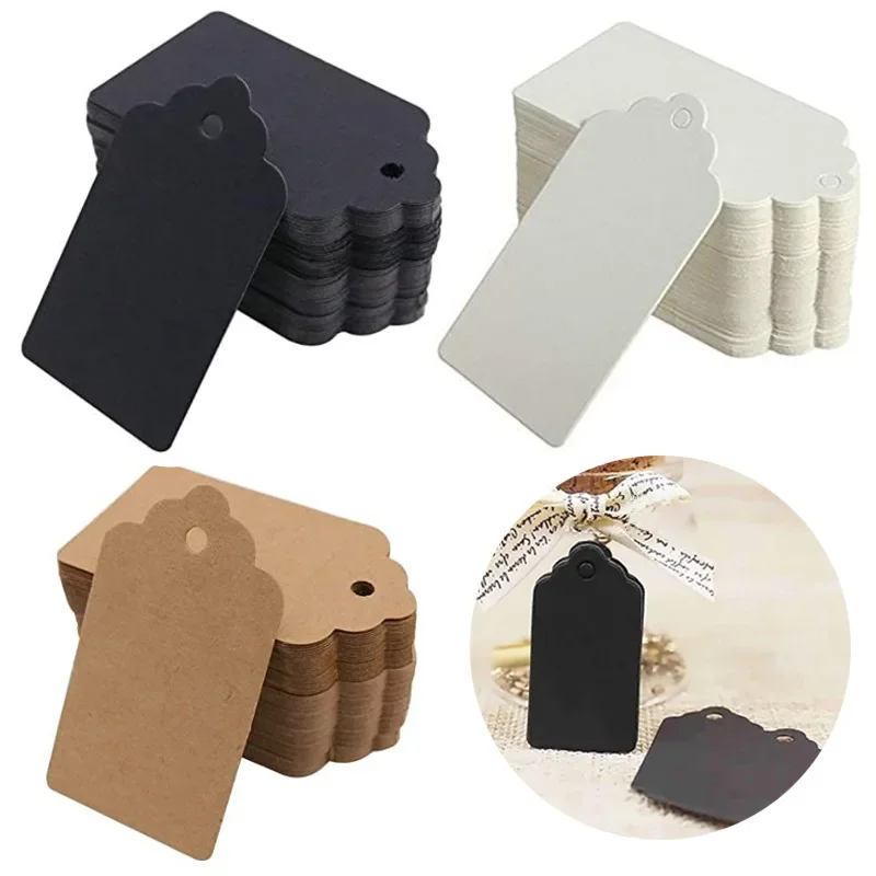 100 szt. Etykiet z papieru kraft bez sznurków, ręcznie robione z miłością, zawieszki do ubrań, etykiety na słodycze/prezenty/ciasteczka, kartki do pakowania i ekspozycji. — zdjęcie 2