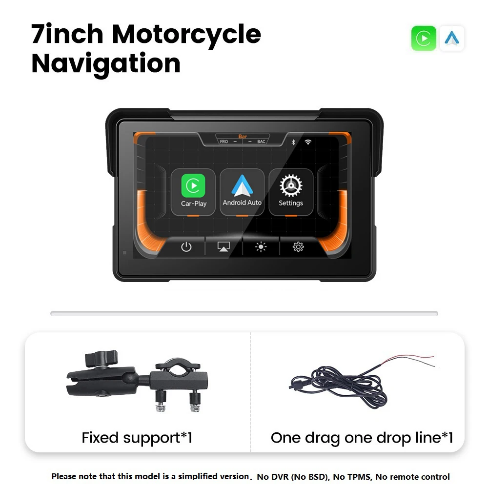 Tomostrong 7 بوصة موتو نظام تحديد المواقع اللاسلكي CarPlay أندرويد السيارات مقاوم للماء مع غطاء الملاحة للدراجات النارية