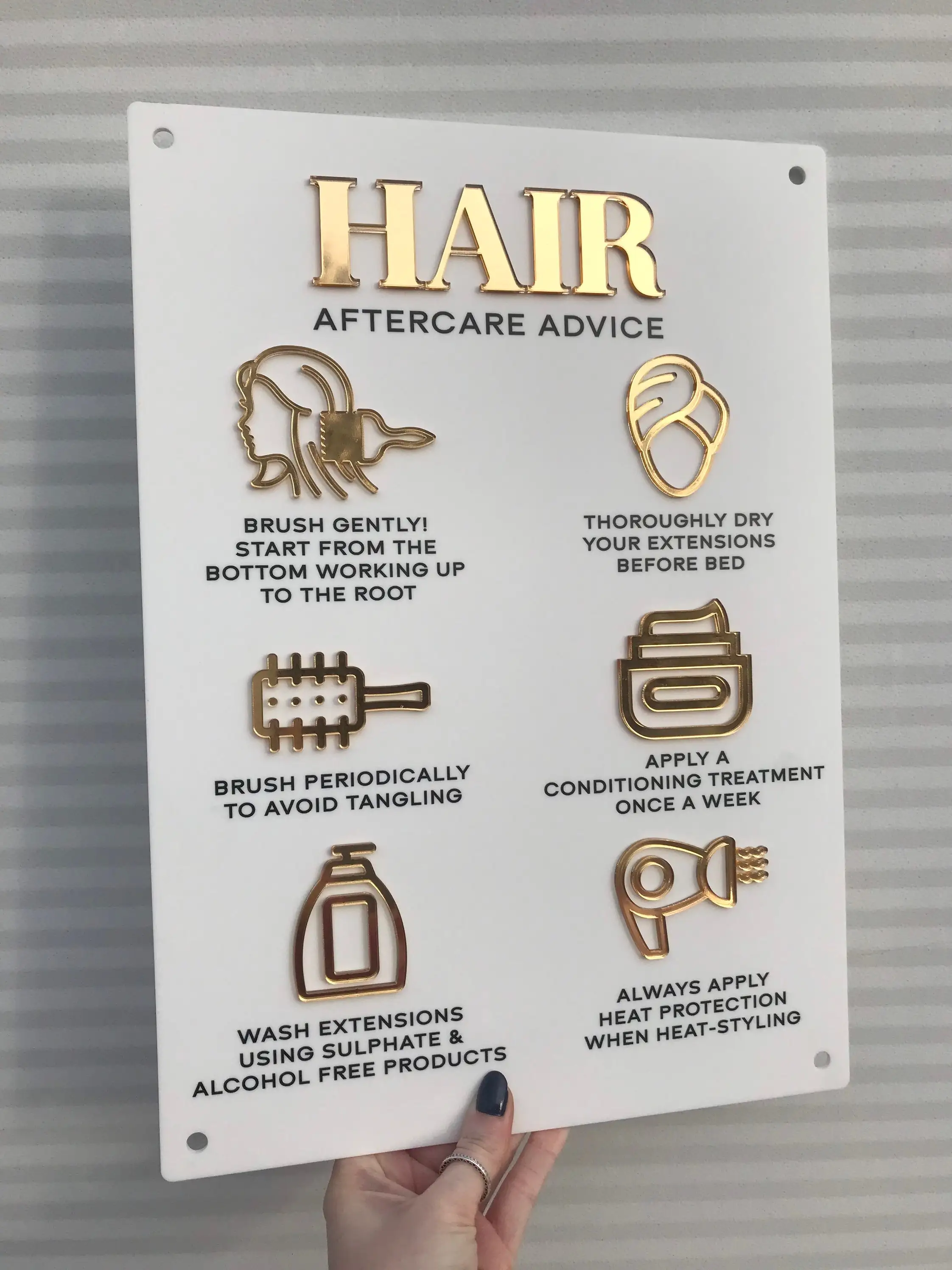 

Hair Extensions Aftercare Advice Acrylic A3 Wall Sign Beauty Sign Business Sign Spa Sign Salon Sign Salon Decor