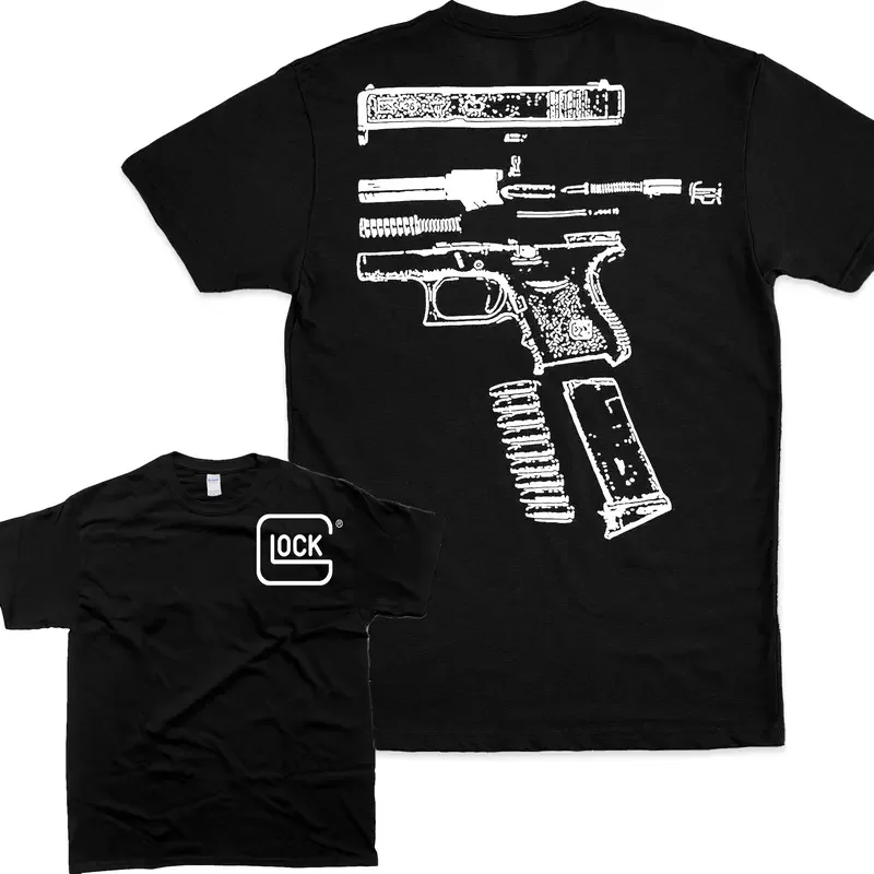 100% قطن في غلوك نحن نثق 2 الجانب أسود أبيض اللون جرافيك تي شيرت للجنسين نمط 100% قطن ملابس رجالية تي شيرت #1