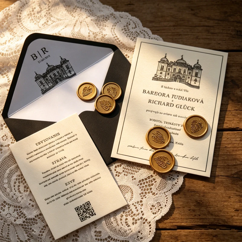 Letterpress Wedding Invitations,Embossing Wedding Invite with Custom Venue Sketch,Luxury Wedding Stationery with Venue Drawing