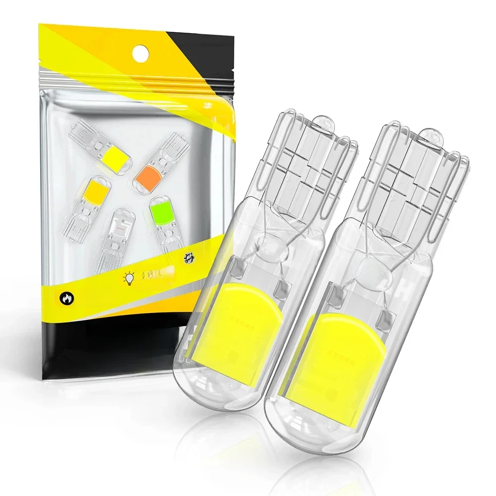 2X T10 W5W 194 T15 W16W  LED Bulbs Reading Lights COB Auto Brake Lamp Glass Sapphire Drive-free Dome Light Amber 12V White 6000K