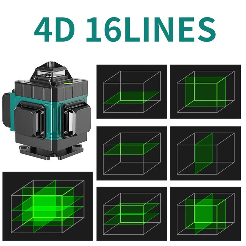 4D 16Lines Laser Level Green Line Self-Leveling 360 Horizontal And Vertical Super Powerful Green Beam High-precision Laser Level