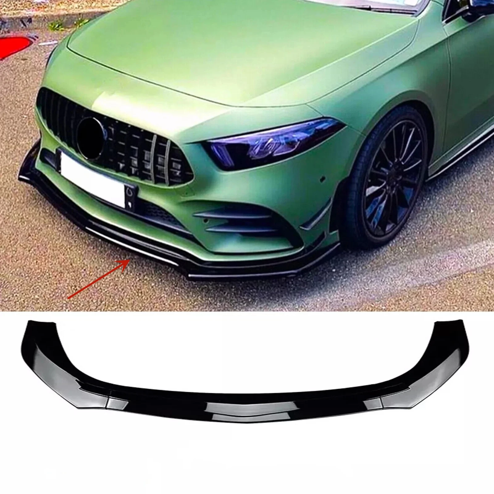 

Car Front Bumper Lip Splitter For Mercedes-Benz A Class W177 A35 A45 AMG-Line 2018-2022 Front Bumper Diffuser Spoiler Body Kit