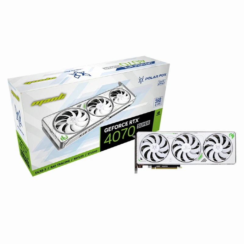 MANLI GEFORCE RTX 4070 SUPER Polar Fox D6X 12GB White INTEC & Company VGA Graphics Card