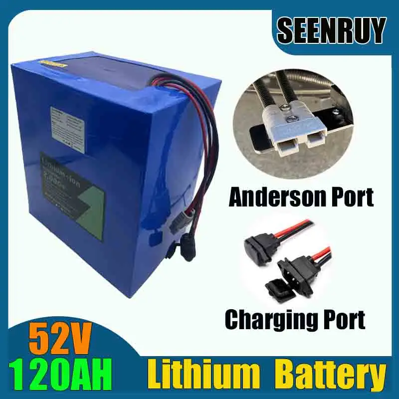 52V 120AH Lithium Battery 14S  Free Charger with BMS 120A 150A 200A for Golf Cart Motorcycle Sightseeing Vehicle Food Truck