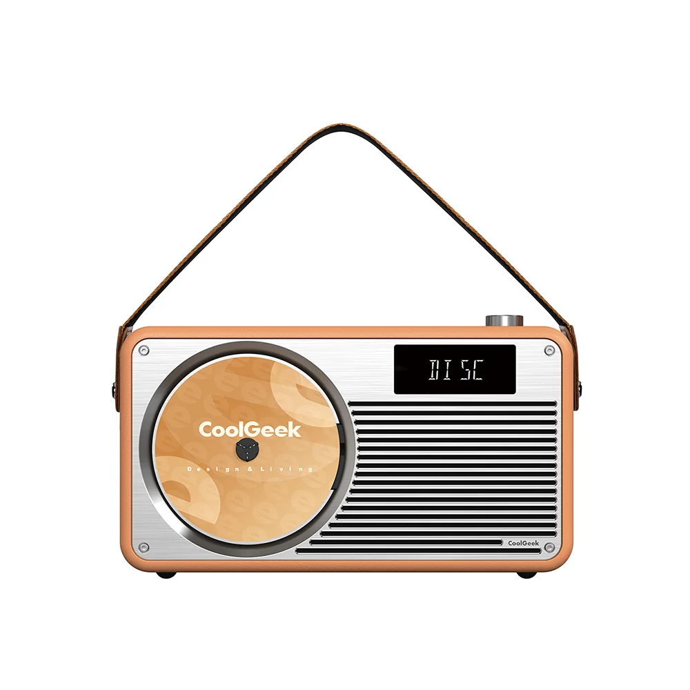 CoolGeek VS-02 Portable CD Player Bluetooth 5.0 Vertical CD Player FM Radio Wireless Speaker Rechargeable LED Display Home Audio