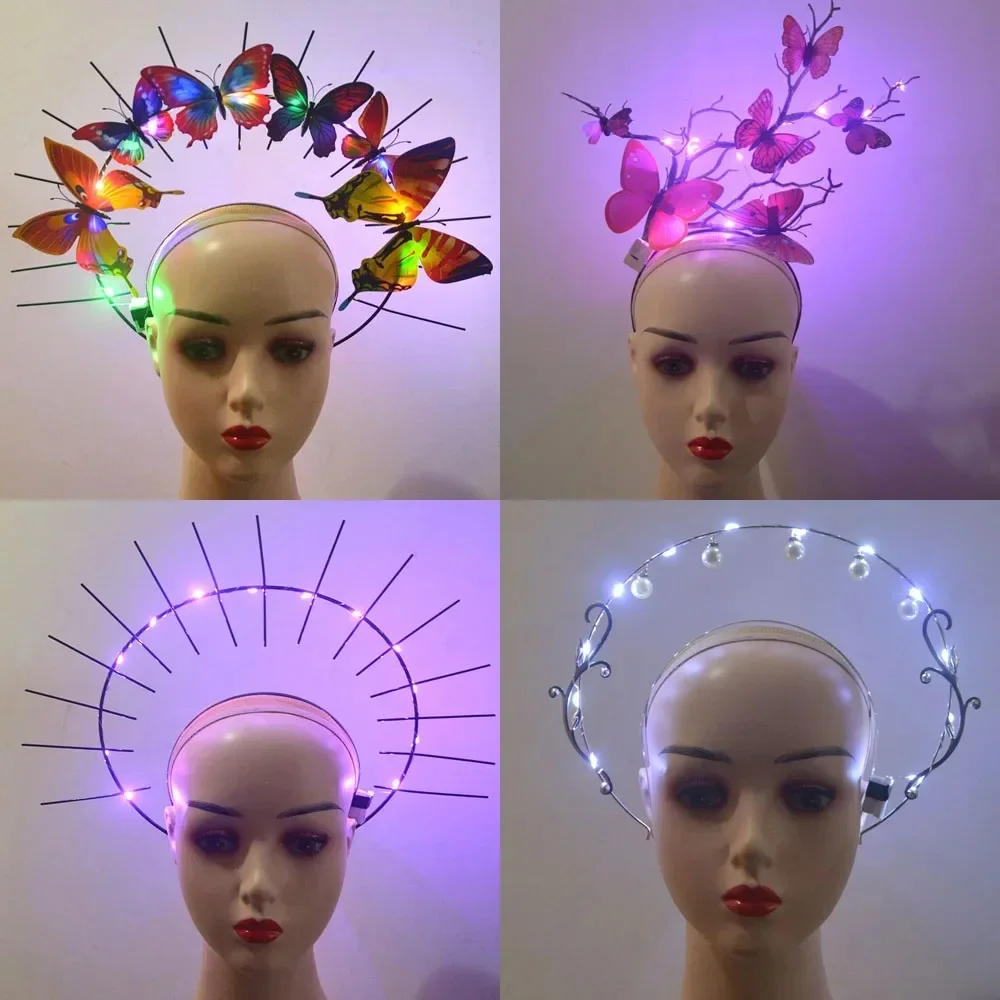 LED migające podświetlenie anioł z pałąkiem na głowę Halo korona królowa chluba kostium na bal maskowy blask wesele festiwal — zdjęcie 2