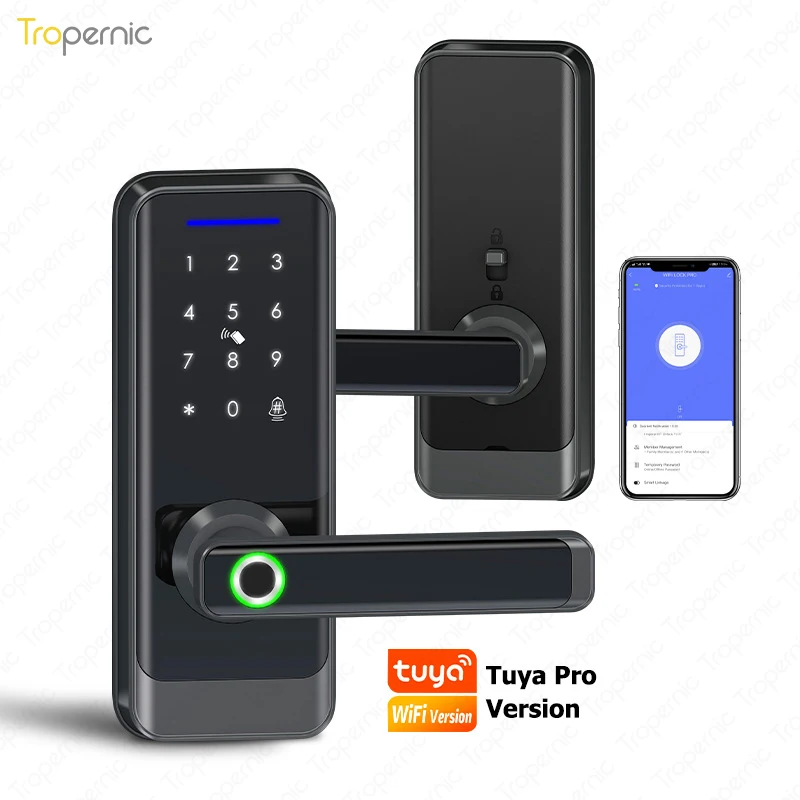 Tuya WiFi Pro Smart Lock Cerradura Inteligente Puerta Casa Rfid Waterproof Biometria Fingerprint Door Locks with Doorbell Home