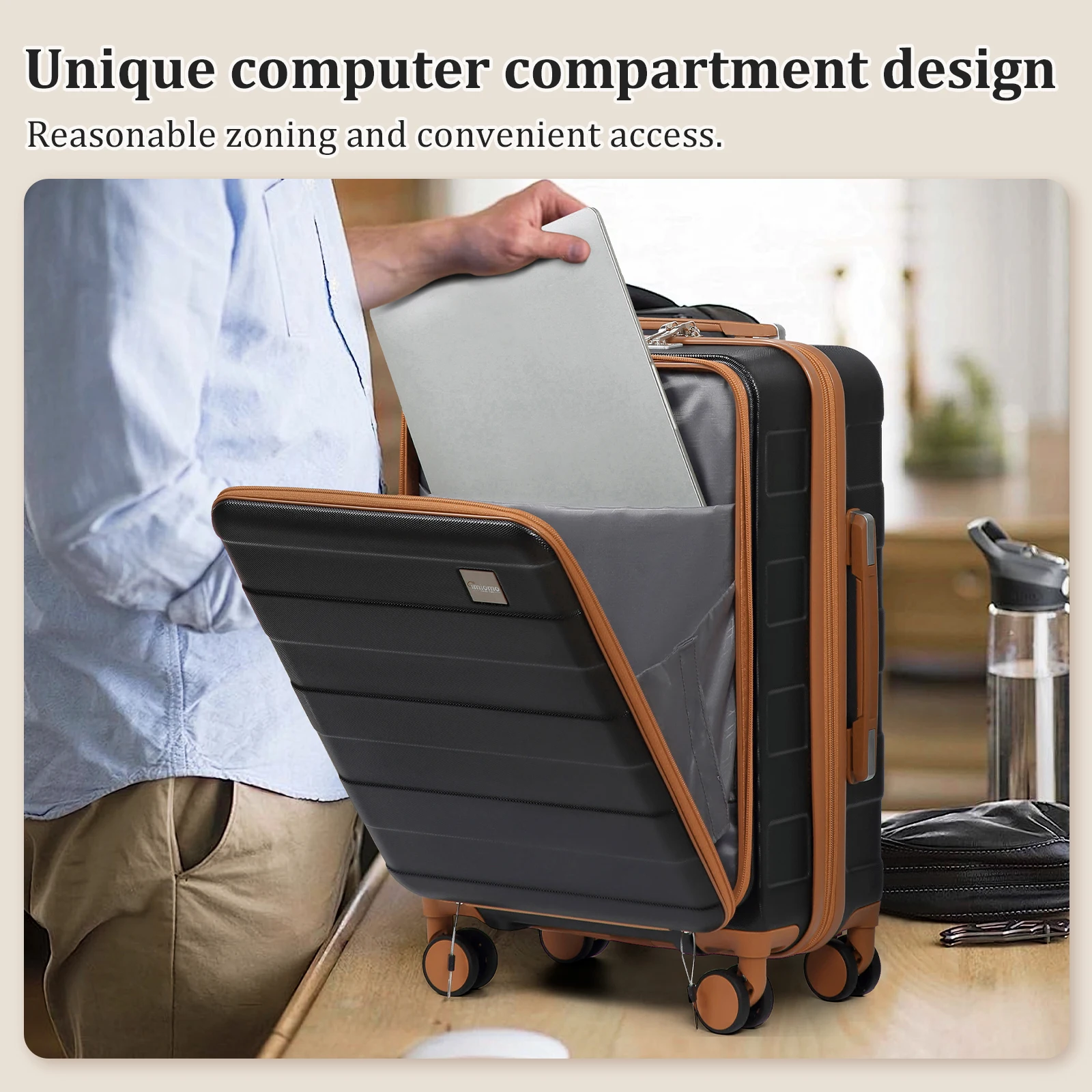 طقم أمتعة صلب من imiomo مكون من 3 قطع للنساء، طقم حقيبة سفر خفيفة الوزن ذات جوانب صلبة مع عجلات دوارة وقفل TSA #4