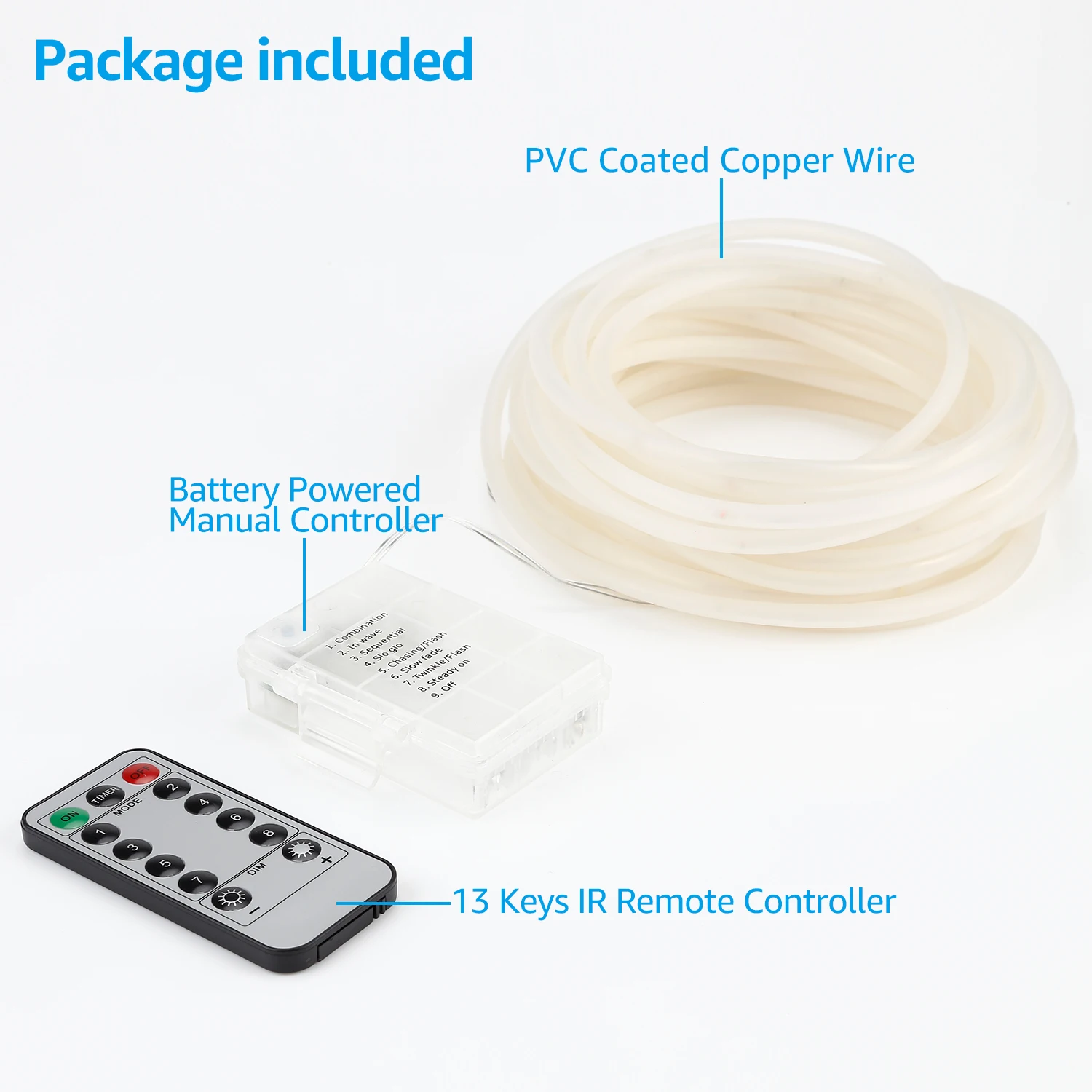 LED Rope Lights, 33ft 100LEDs Fairy String Light, Weatherproof Fairy String Lighting, Christmas Party Indoor, Blue