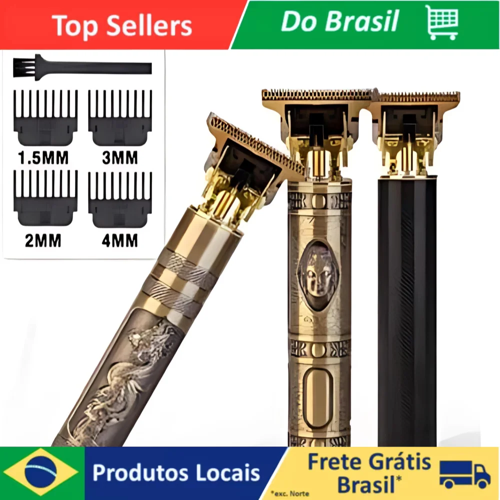 Máquina De Cortar Cabelo E Barba Masculina Aparador Profissional Sem Fio Portátil