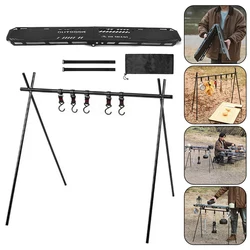 Outdoor Folding Camping Hanging Rack Shelf Top Plate With Hook Triangle Storage Hanger Picnic Cookware Pot Pan Hanging Rack