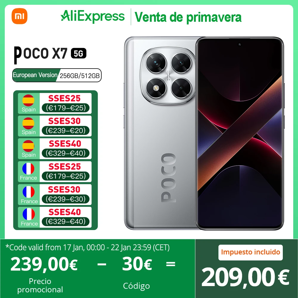 POCO X7 5G European Version 256GB/512GB Dimensity 7300-Ultra AMOLED Curved Display 6.67