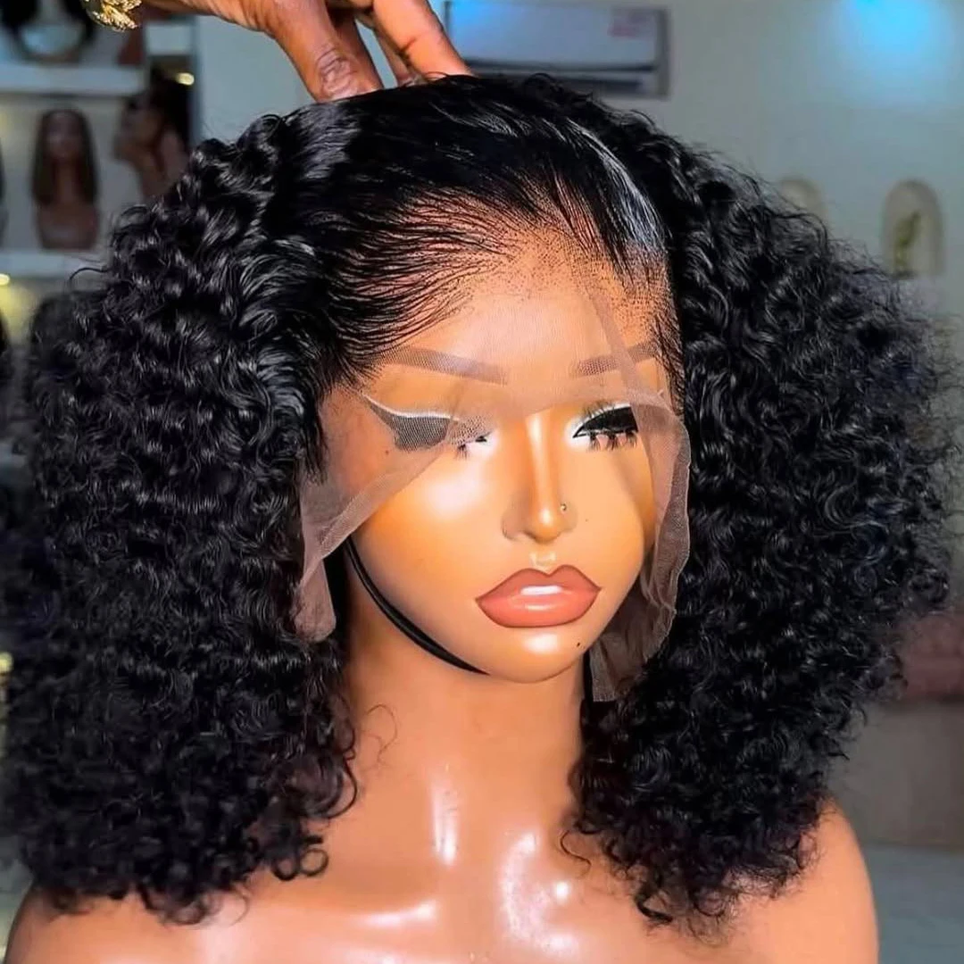 أسود قصير بوب HD الدانتيل الباروكات 13X4 موجة عميقة شعر مستعار أمامي شعر بشري مجعد شعر مستعار بوب شعر مستعار شعر الإنسان 100% لون شعر مستعار 99J بورجوندي