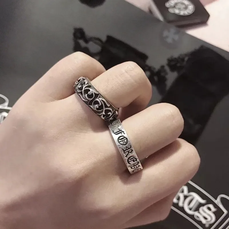 CHROME HEARTS New high quality engraved vegan ring 2025 men dark retro trend personality fashion ring