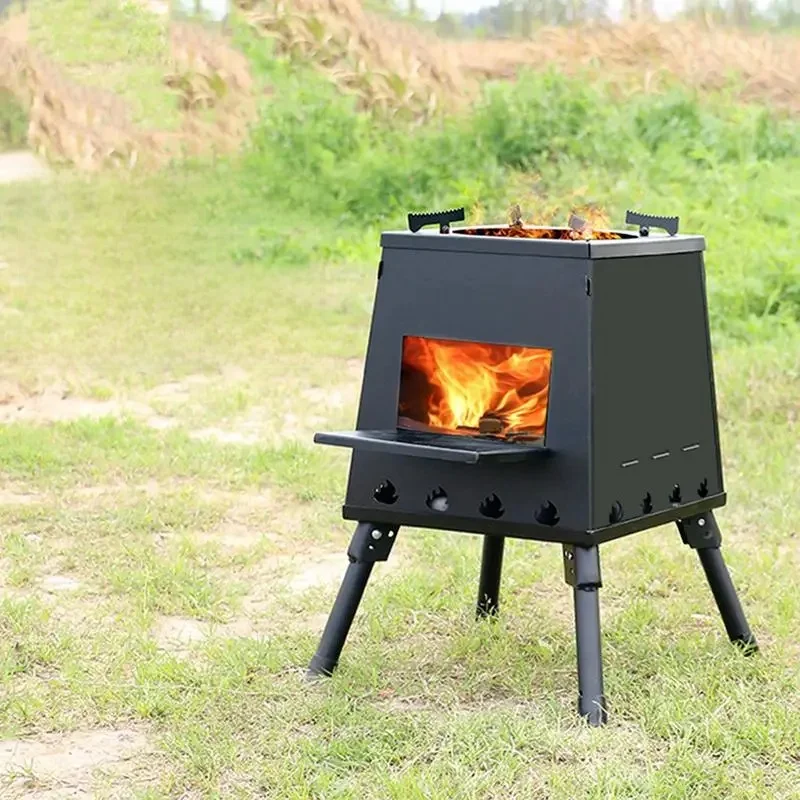 Poêle à bois de camping portable et pliable, poêle à bois de chauffage, barbecue, gril de pique-nique, gril de cuisson chauffant, accessoires de camping