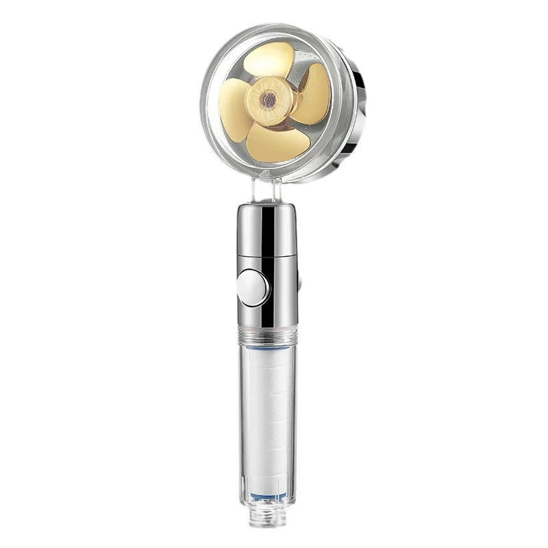 360 ° Rotierenden Turbine Fan Handheld Dusche Kopf Hochdruck Wasser Sparen Spray Dusche Filter Bad Zubehör