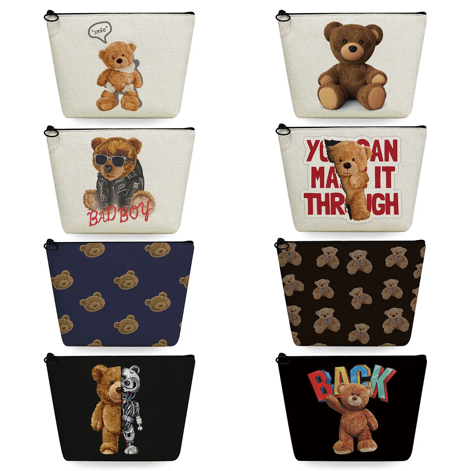 

Cartoon Kawaii 3D Bear Doll Print Women Cosmetic Bag Cute Casual Travel Toiletry Bag Gift Portable High Quality Makeup Organizer